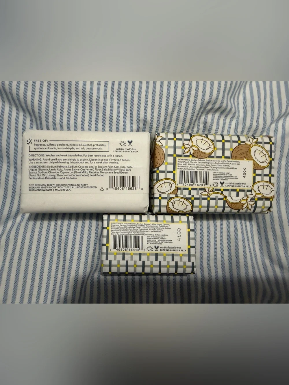 Beekman 1802 Goat Milk Soaps - White, Cream, Yellow Pattern